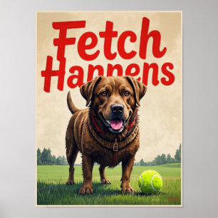 Fetch Occues犬のポスタユーモアのあるーマッドラブラドール ポスター