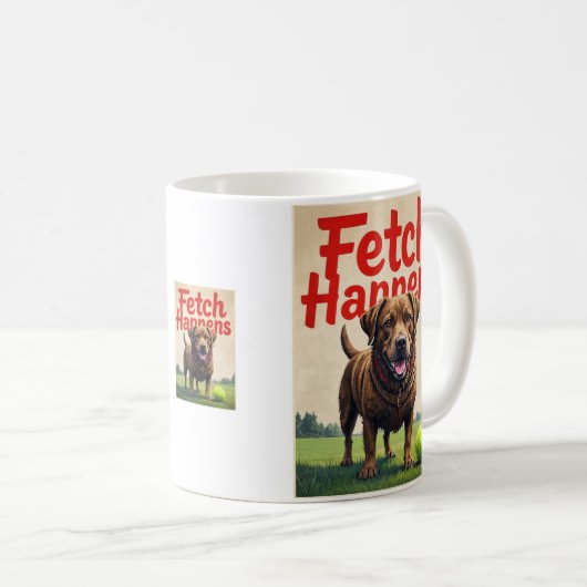Fetch Occurs犬のユーモアのあるコーヒーカップのマグカップ コーヒーマグカップ (正面右)
