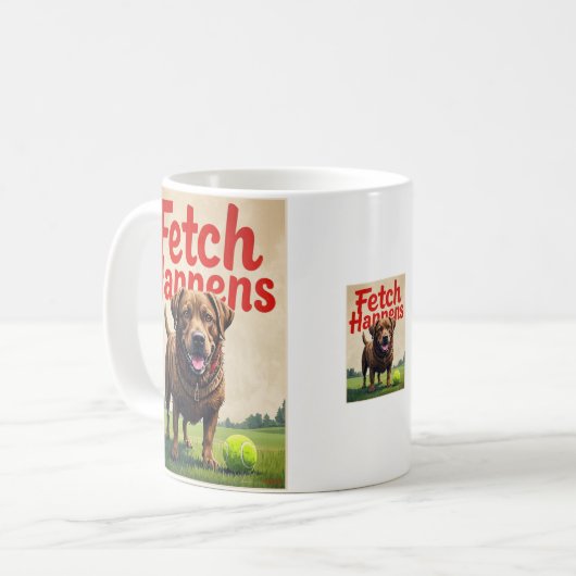 Fetch Occurs犬のユーモアのあるコーヒーカップのマグカップ コーヒーマグカップ (正面左)