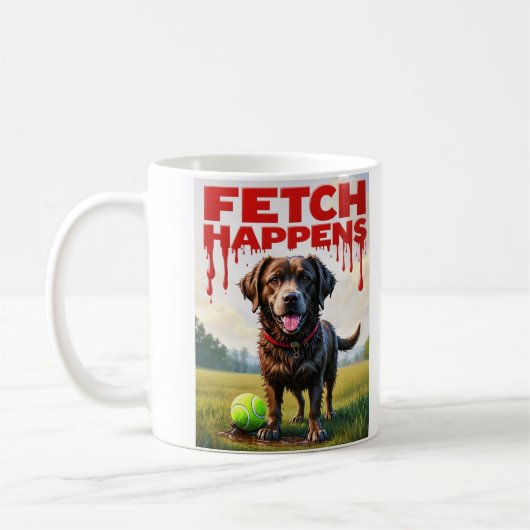 Fetch Occurs犬のユーモアのあるコーヒーカップのマグカップ コーヒーマグカップ (左)