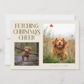 Fetching Christmas Cheer Cream Dog Photo シーズンカード (正面)