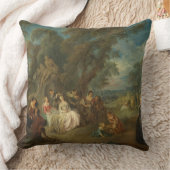 Fête Champêtre、c. 1730年(キャンバスの油) クッション (ブランケット)