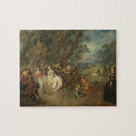 Fête Champêtre、c. 1730年(キャンバスの油) ジグソーパズル (横)
