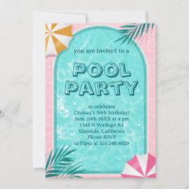 Fête d'anniversaire rose de Palm Springs Summer Po 招待状