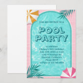 Fête d'anniversaire rose de Palm Springs Summer Po 招待状 (正面/裏面)