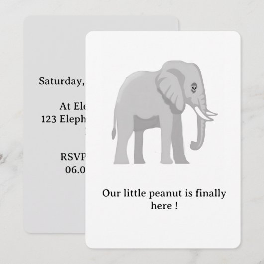 Fête de bienvenue du petit éléphant 招待状 (正面/裏面)