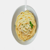 Fettuccini Alfredoリアルおもしろいフードクリスマス メタルオーナメント (正面右)