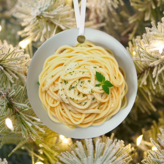 Fettuccini Alfredoリアルおもしろいフードクリスマス メタルオーナメント (インサイチュ)
