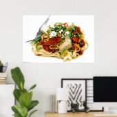 Fettuccini With Roasted Tomato And Basil ポスター (ホームオフィス)