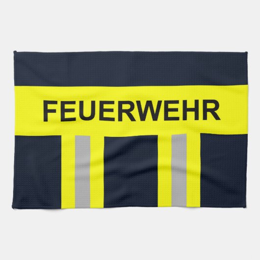 Feuerwehr Symbol Uniform Blau キッチンタオル (横)