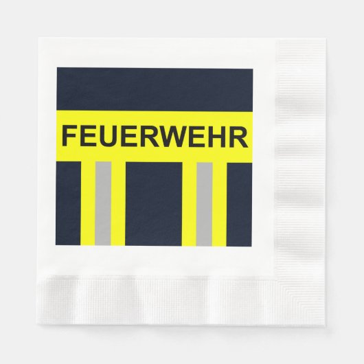 Feuerwehr Symbol Uniform Blau 縁ありランチョンナプキン (正面)