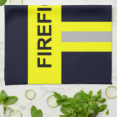 Feuerwehr Symbol Uniform Blau Geschirrtuch キッチンタオル (折り畳み)