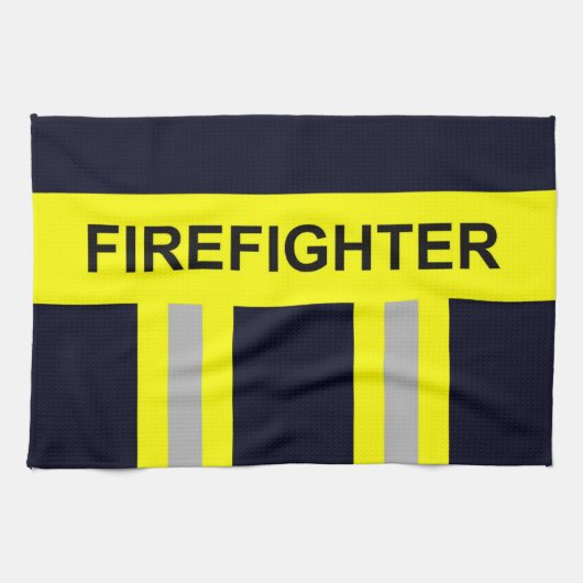 Feuerwehr Symbol Uniform Blau Geschirrtuch キッチンタオル (横)