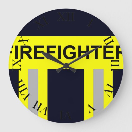 Feuerwehr Symbol Uniform Blau Große Wanduhr ラージ壁時計 (正面)