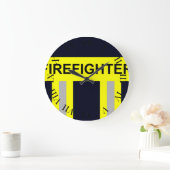 Feuerwehr Symbol Uniform Blau Große Wanduhr ラージ壁時計 (ホーム)