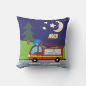 Feuerwehrauto Nacht | personalisierbares Kissen  クッション (正面)