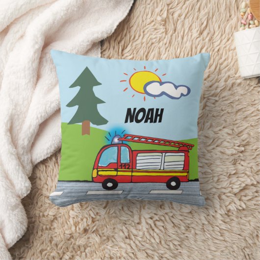Feuerwehrauto | personalisierbares Kissen  クッション (ブランケット)