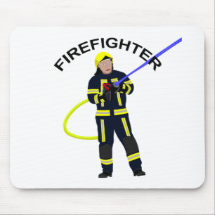 Feuerwehrmann in blauer Einsatzkleidungマウスパッド マウスパッド