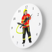Feuerwehrmann in Einsatzkleidung ラージ壁時計 (傾斜)