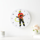 Feuerwehrmann in Einsatzkleidung ラージ壁時計 (ホーム)
