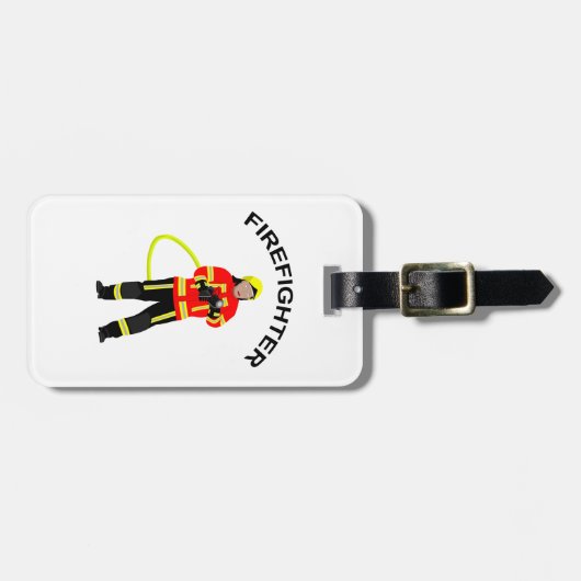 Feuerwehrmann in Einsatzkleidung  Gepäckanhänger ラゲッジタグ (正面横)
