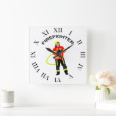 Feuerwehrmann in Einsatzkleidung  Quadratische Wan スクエア壁時計 (ホーム)