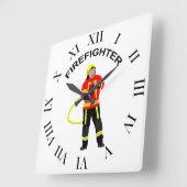 Feuerwehrmann in Einsatzkleidung  Quadratische Wan スクエア壁時計 (傾斜)