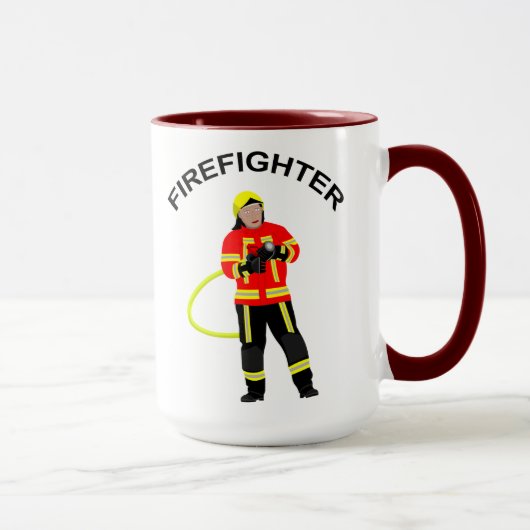 Feuerwehrmann in Einsatzkleidung Tasse マグカップ (右)