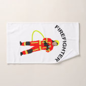 Feuerwehrmann in roter Einsatzkleidung  Handtuch ハンドタオル (ハンドタオル)