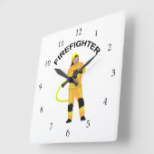 Feuerwehrmann in sandfarbener Einsatzkleidung  Qua スクエア壁時計 (傾斜)