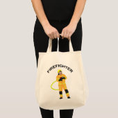 Feuerwehrmann in sandfarbener Einsatzkleidung Trag トートバッグ (正面(商品))