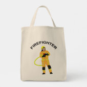 Feuerwehrmann in sandfarbener Einsatzkleidung Trag トートバッグ (裏面)