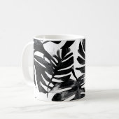 🖤 Feuillage Tropical Noir et Blanc 🌿 コーヒーマグカップ (正面左)