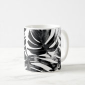🖤 Feuillage Tropical Noir et Blanc 🌿 コーヒーマグカップ (正面右)