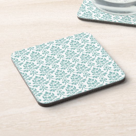 Feuille Damask Teal Pattern コースター (左側)
