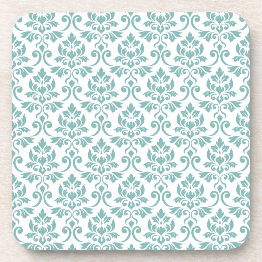 Feuille Damask Teal Pattern コースター (正面)