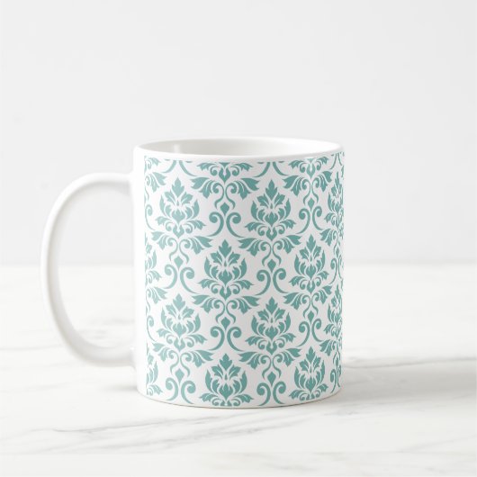 Feuille Damask Teal Pattern コーヒーマグカップ (左)