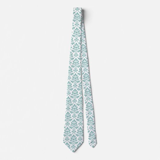 Feuille Damask Teal Pattern ネクタイ (正面)