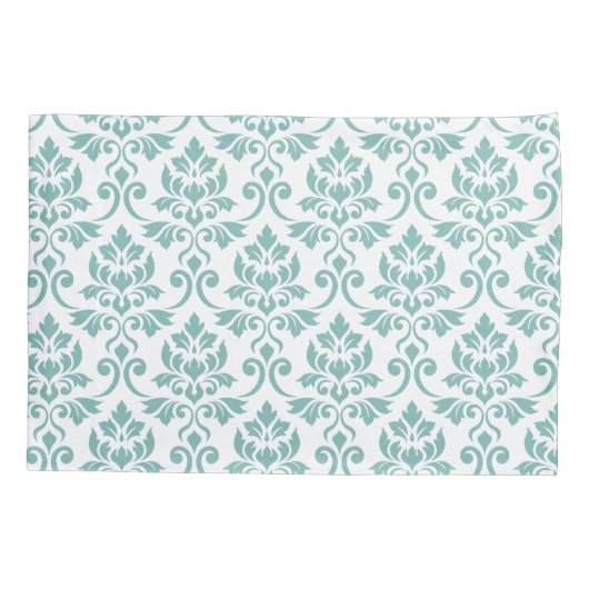 Feuille Damask Teal Pattern 枕カバー (裏面)
