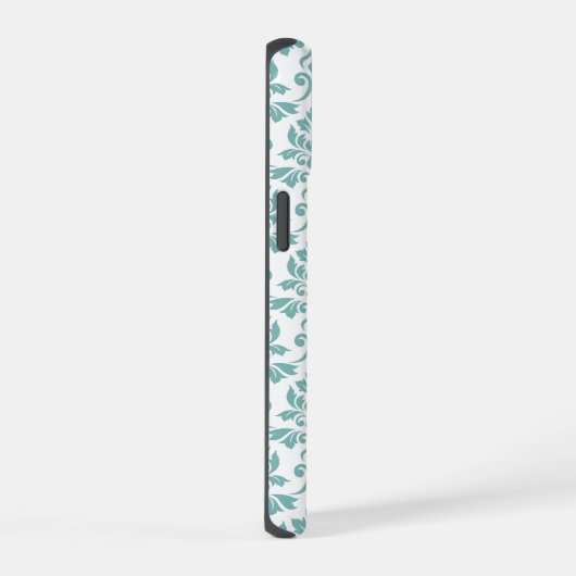Feuille Damask Teal Pattern (Custom) iPhone 15ケース (右側面)