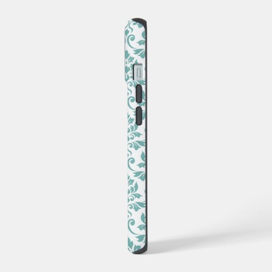 Feuille Damask Teal Pattern (Custom) iPhone 15ケース (左側面)