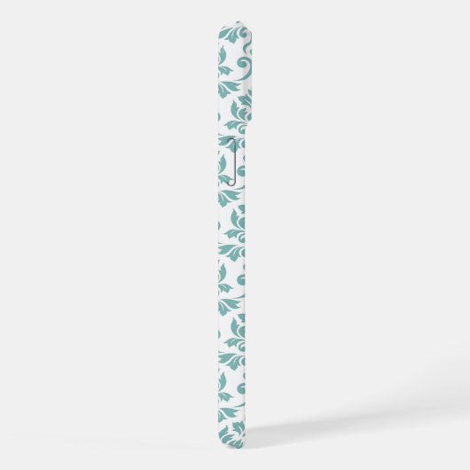 Feuille Damask Teal Pattern iPhoneケース (右側面)