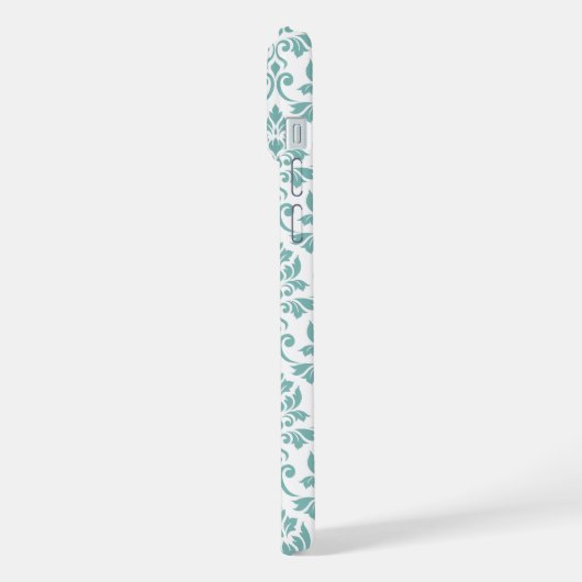 Feuille Damask Teal Pattern iPhoneケース (左側面)