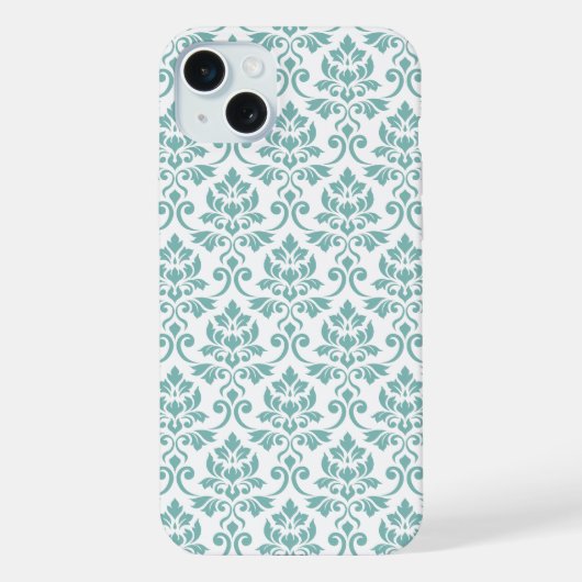 Feuille Damask Teal Pattern iPhoneケース (裏面)