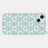 Feuille Damask Teal Pattern iPhoneケース (裏面横)