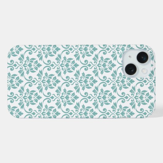 Feuille Damask Teal Pattern iPhoneケース (裏面横)