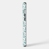 Feuille Damask Teal Pattern iPhoneケース (左側面)