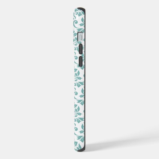 Feuille Damask Teal Pattern iPhoneケース (左側面)