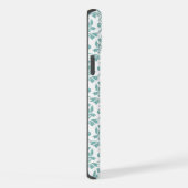 Feuille Damask Teal Pattern iPhoneケース (右側面)