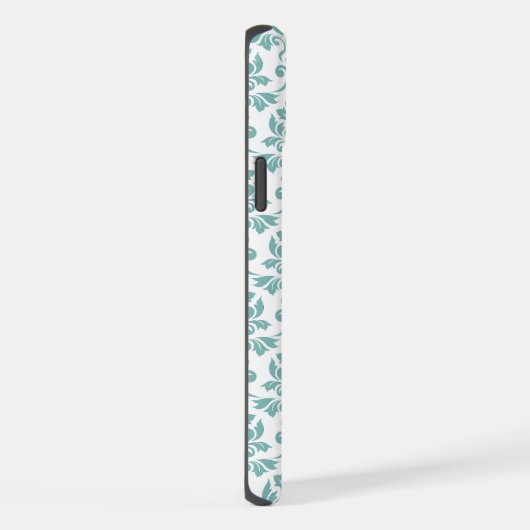 Feuille Damask Teal Pattern iPhoneケース (右側面)